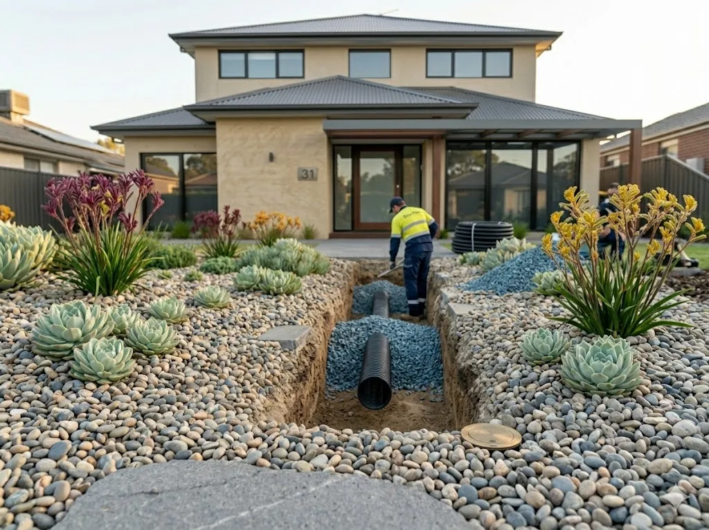 Agricultural drainage pipe installation for a Sydney property